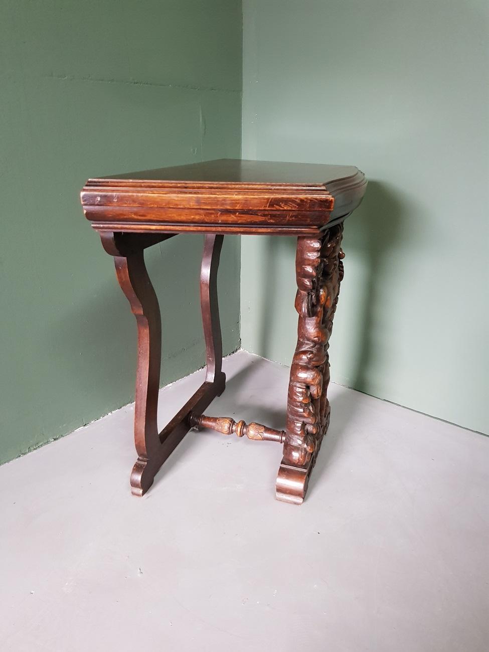19th Century Antique style Small Hall Table with a Carved Angel