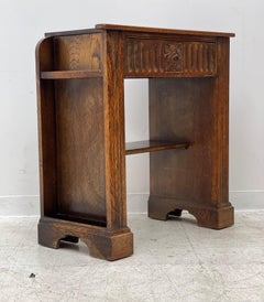 Arts and Crafts Side Table with Carved Floral Drawer