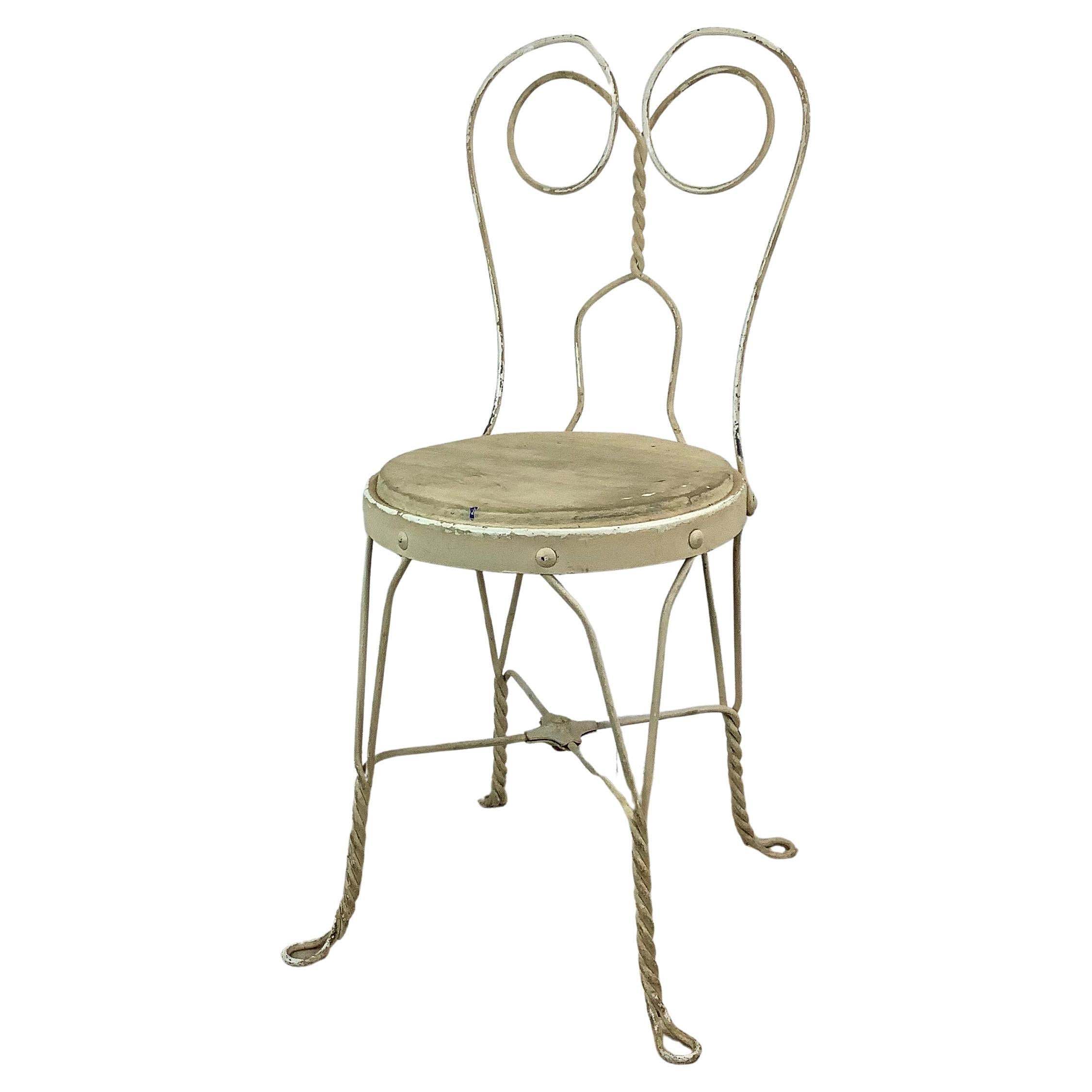 Antique-Style Twisted Iron Soda Fountain Chair