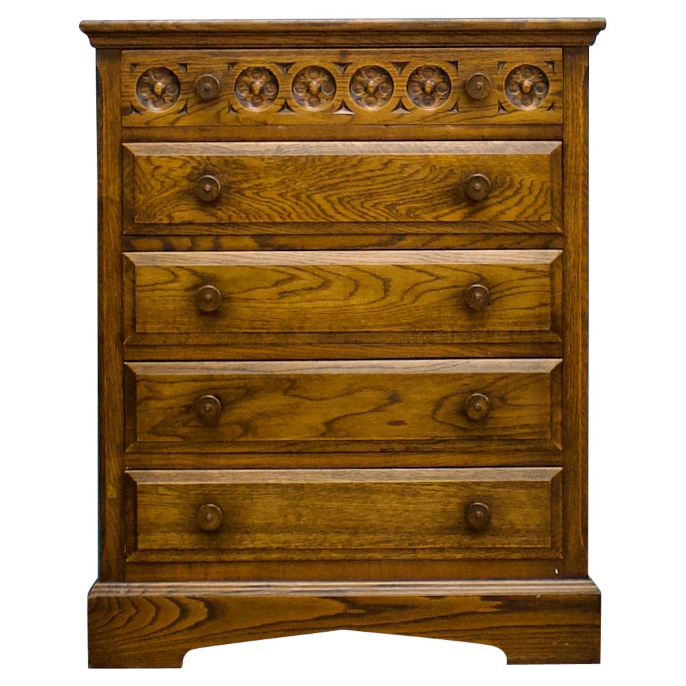 Antique Style Vintage Oak Chest Of Drawers