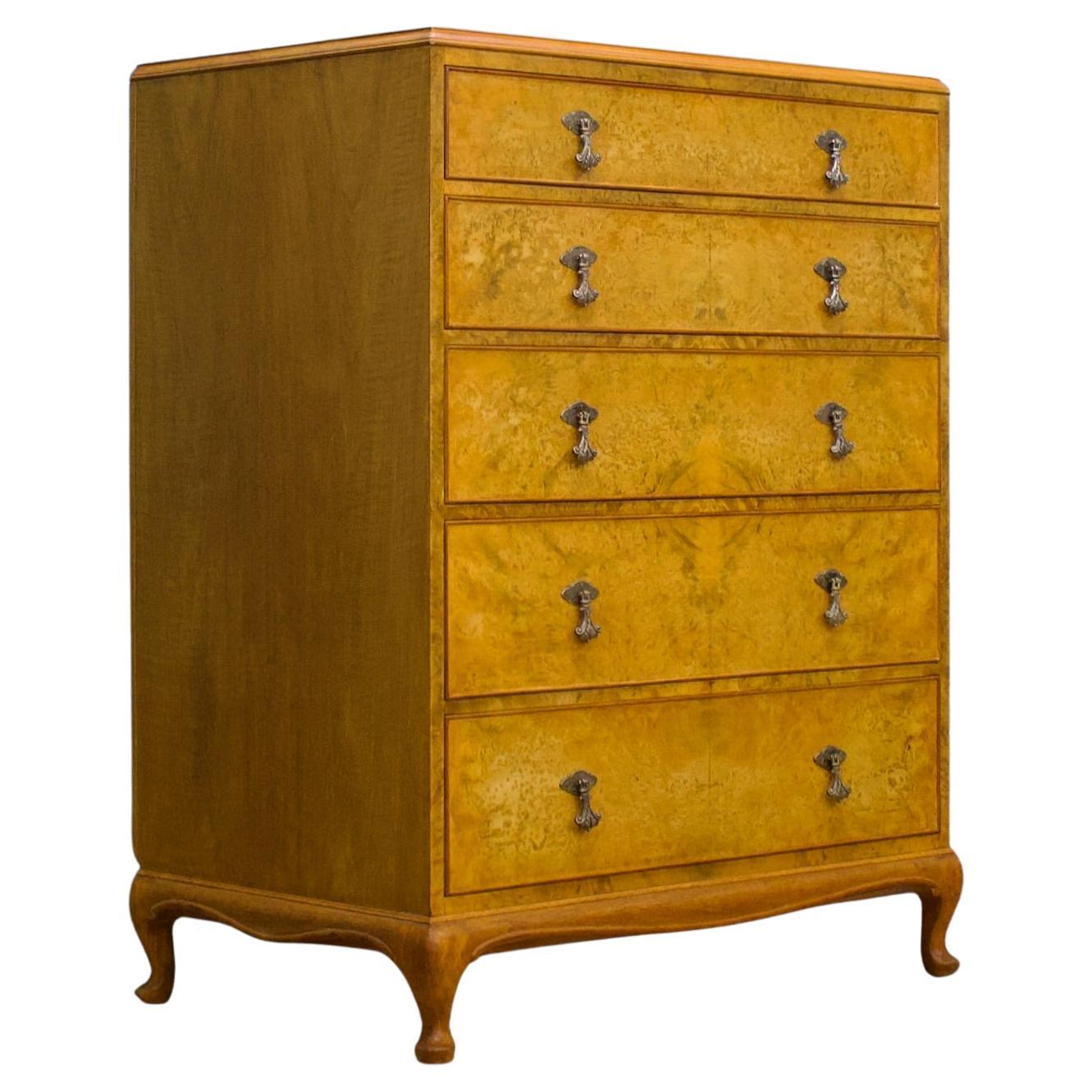 Antique Style Vintage Walnut Chest of Drawers by Alfred COX for Heals, 1950s