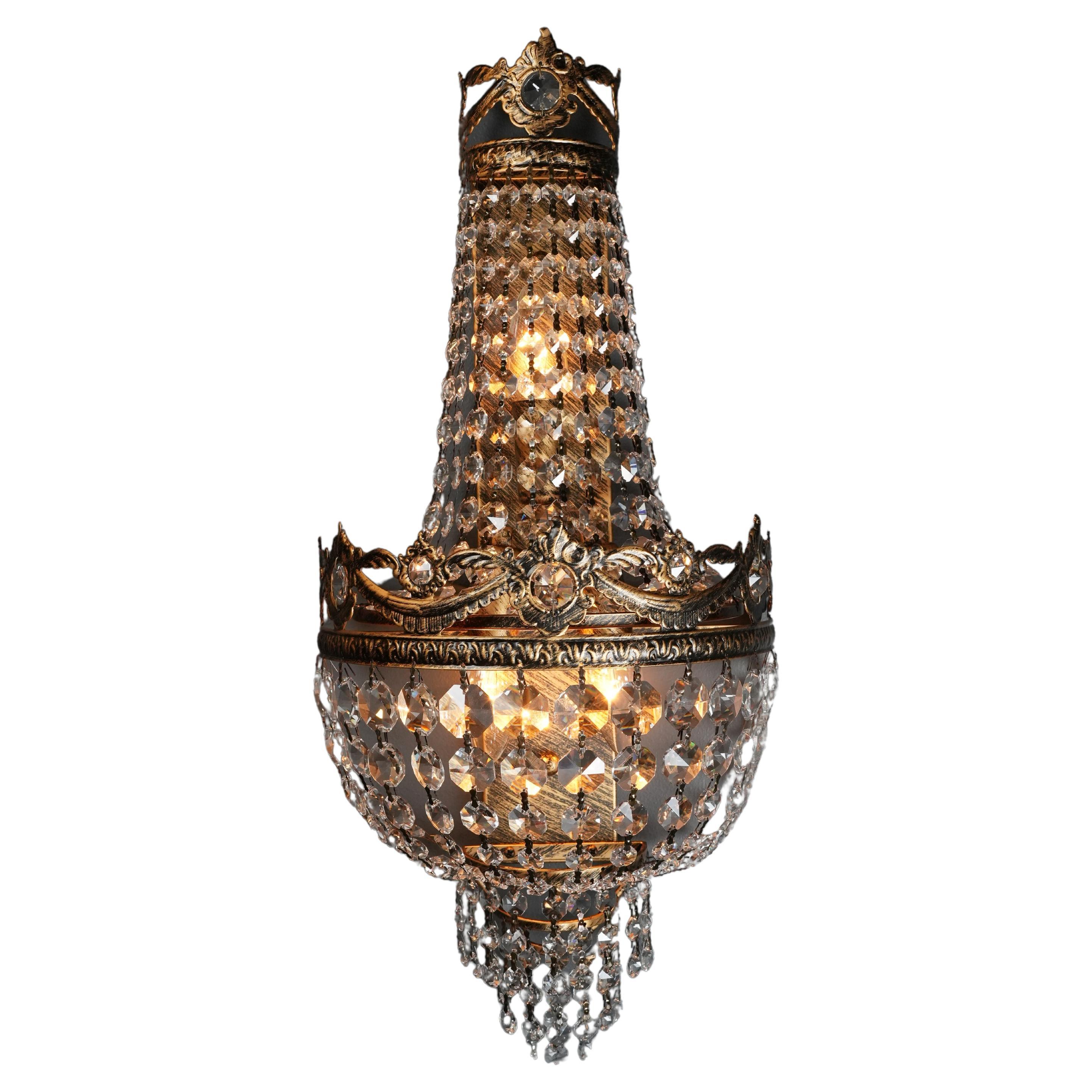 Antike Wandlampe Art Deco Art Nouveau Classic Dekoration mit Kristallen