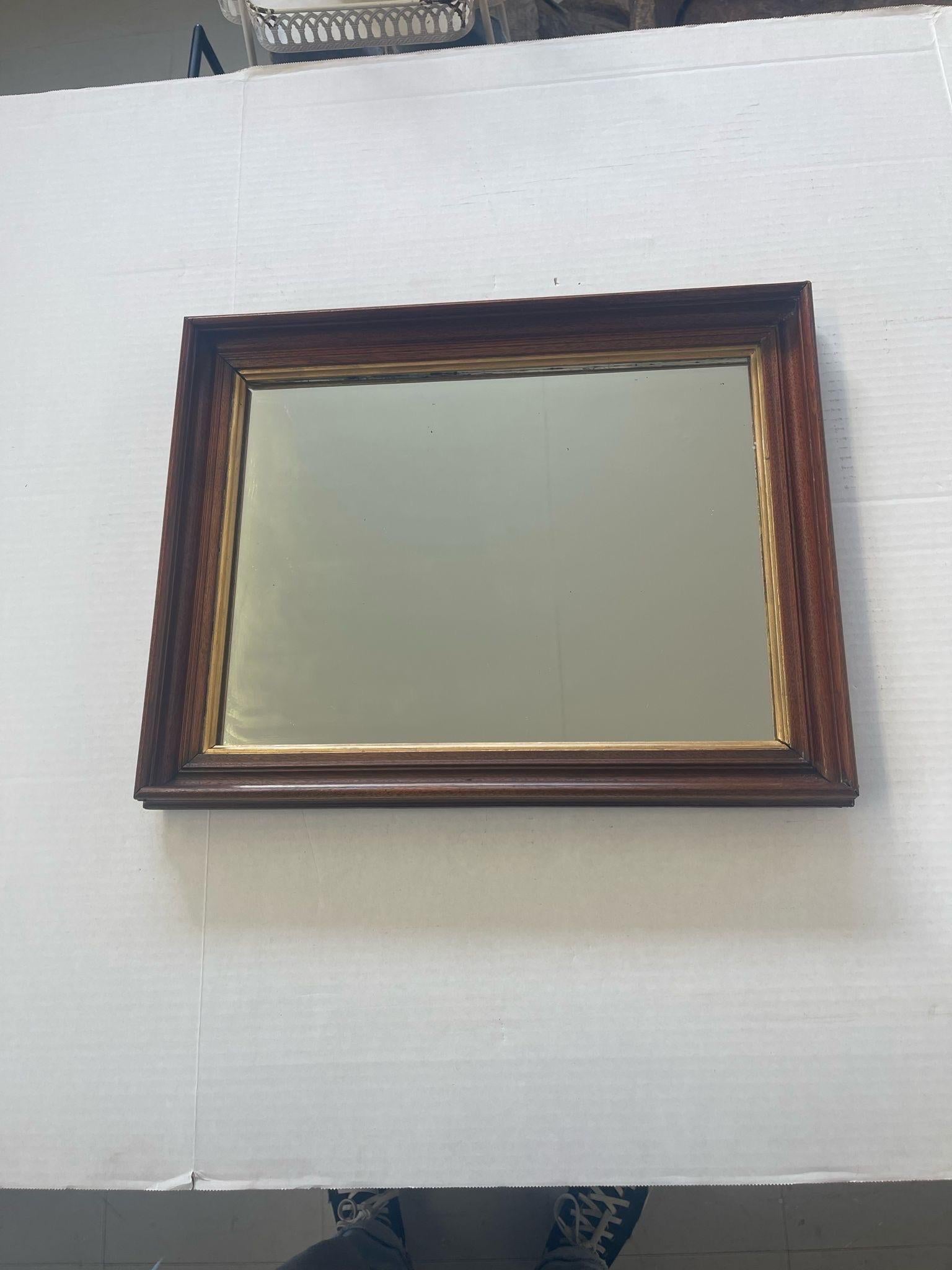 Mid-Century Modern Antique Style Wall Mirror With Wood Frame. For Sale