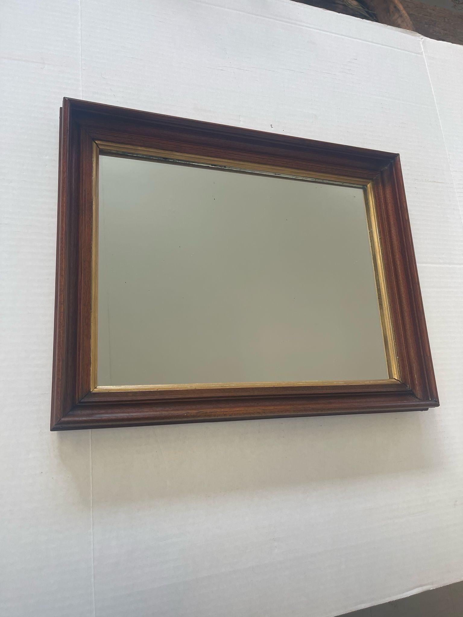 Antique Style Wall Mirror With Wood Frame. In Good Condition For Sale In Seattle, WA