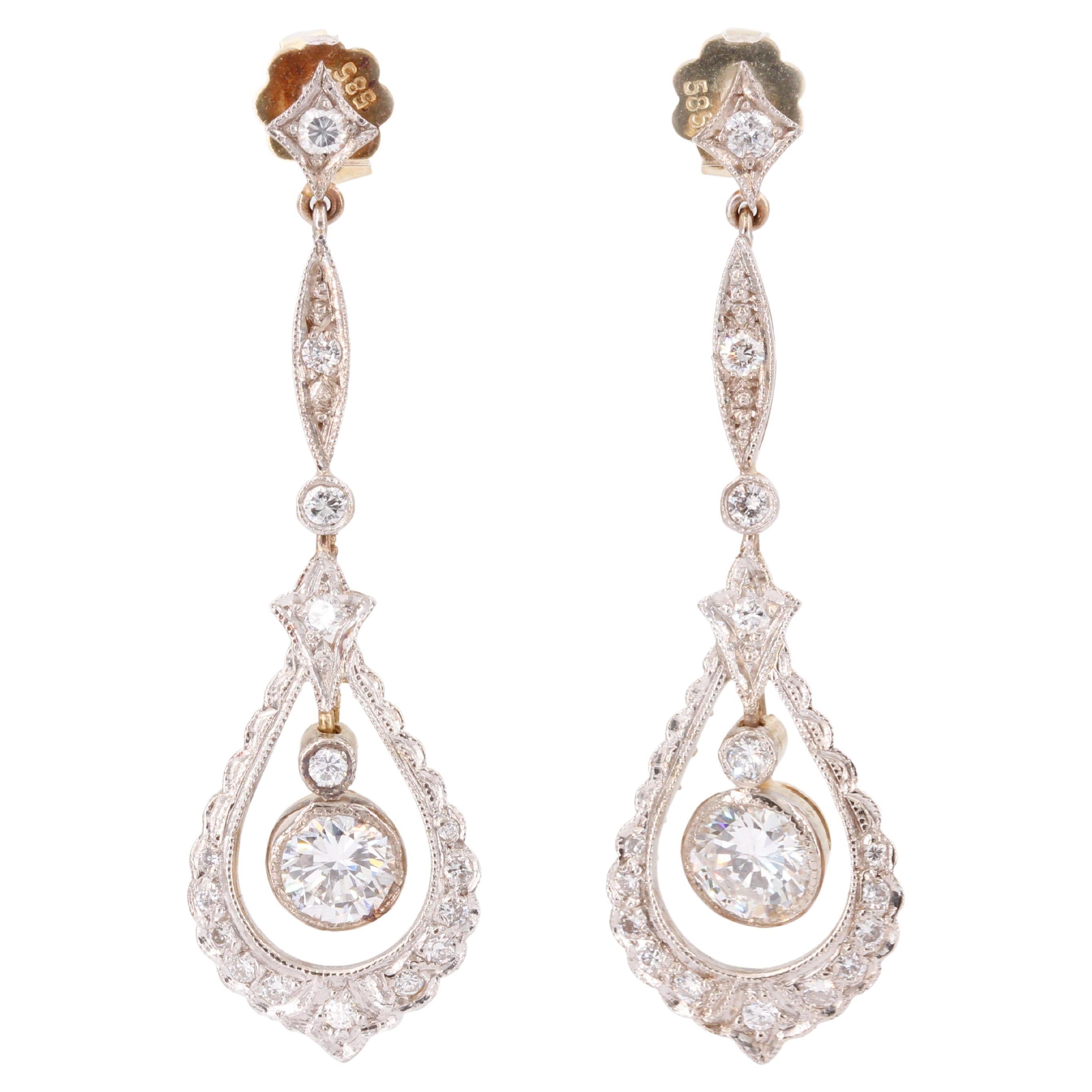 Antique Diamond Pendant Earrings at 1stDibs