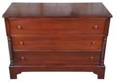Vintage American Federal Style Cherry Lowboy Chest & Mirror Dresser
