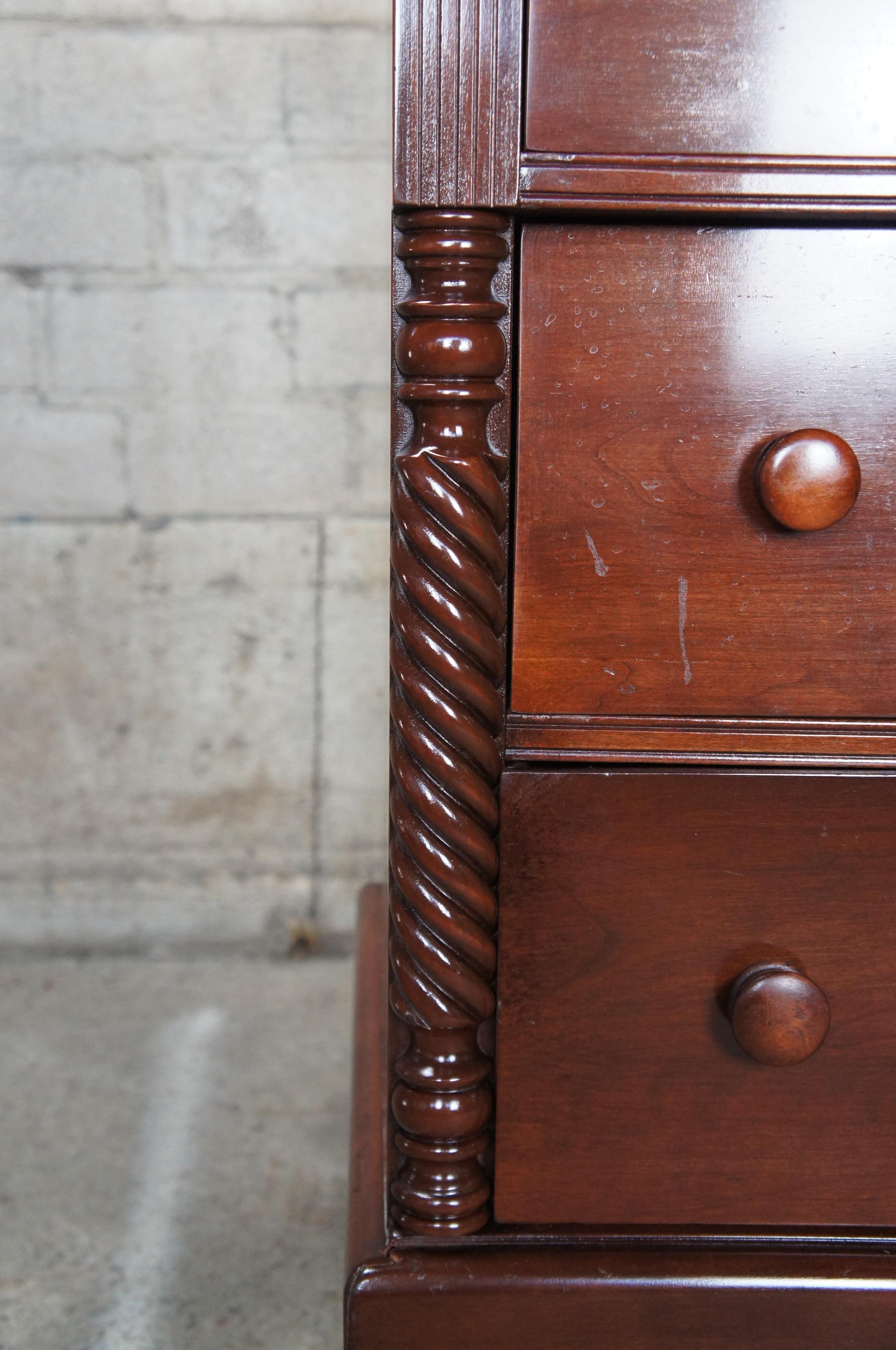 Antique Styled by Park American Federal Cherry Lowboy Chest & Mirror Dresser For Sale 3