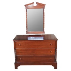 Antique Styled by Park American Federal Cherry Lowboy Chest & Mirror Dresser