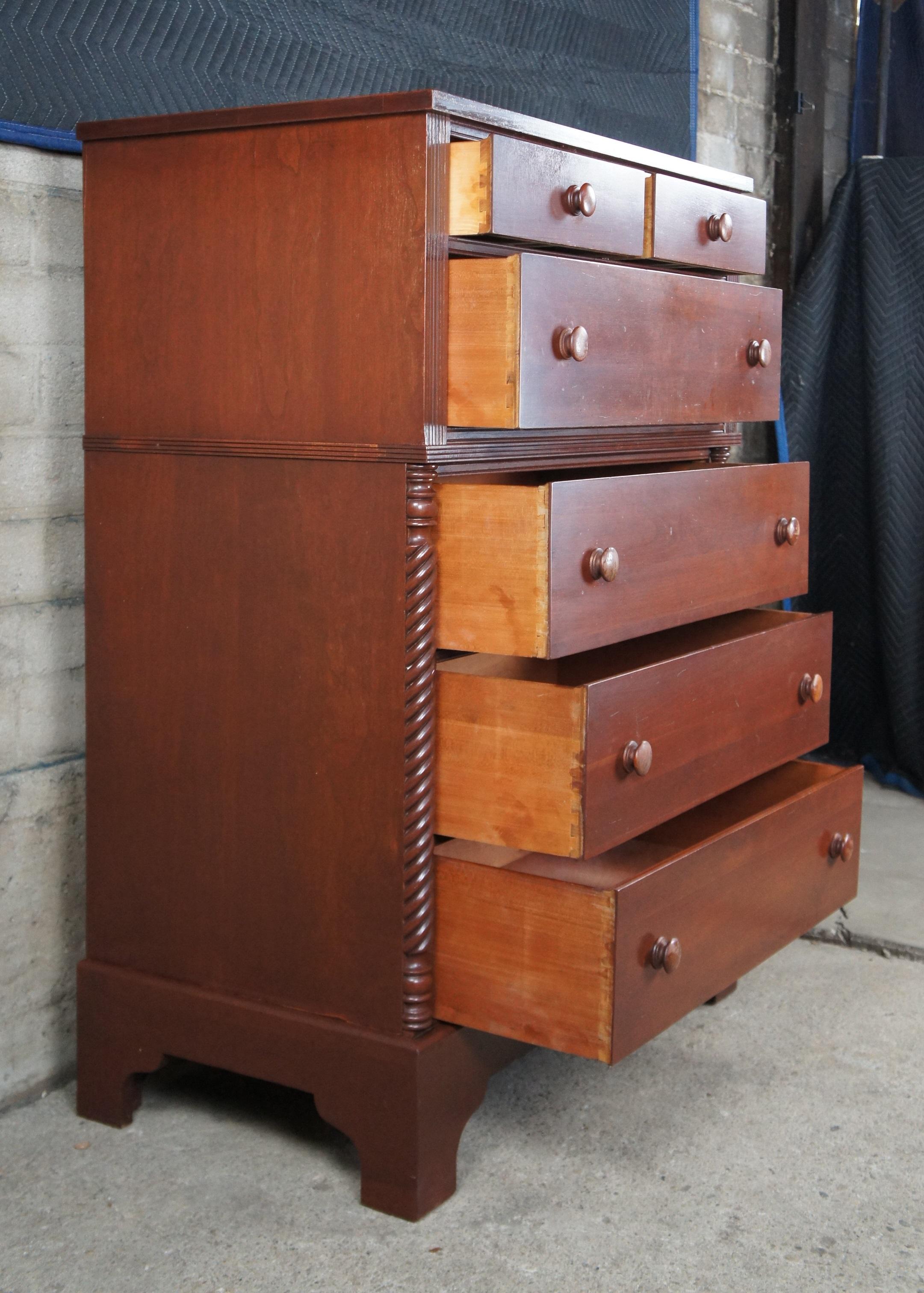 Antique Styled by Park American Federal Cherry Tallboy Chest of Drawers Dresser 2