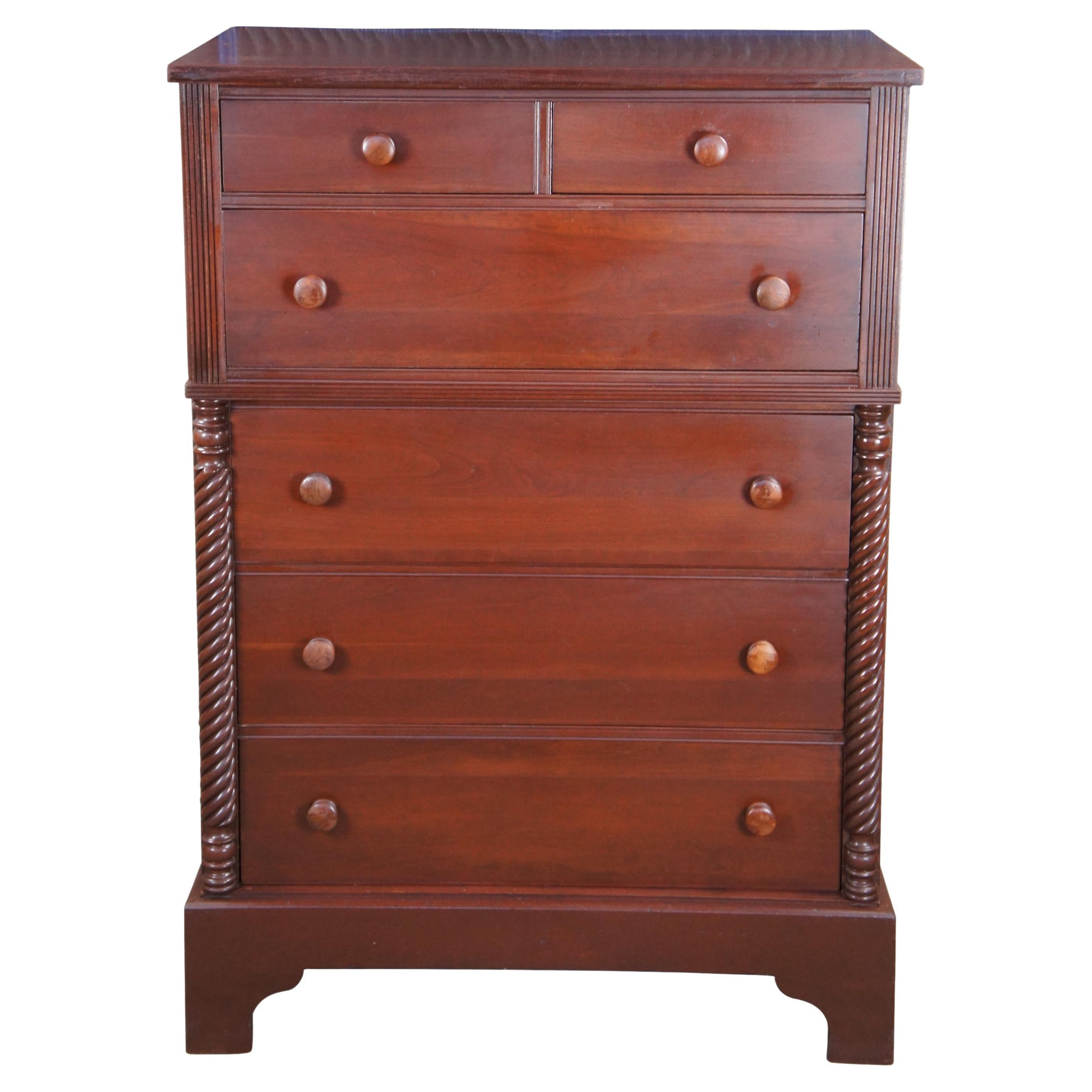 Antique Styled by Park American Federal Cherry Tallboy Chest of Drawers Dresser