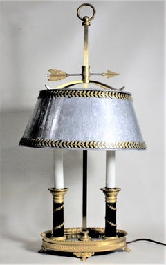Antique Styled French Toleware Table or Desk Lamp with Solid Brass Frame