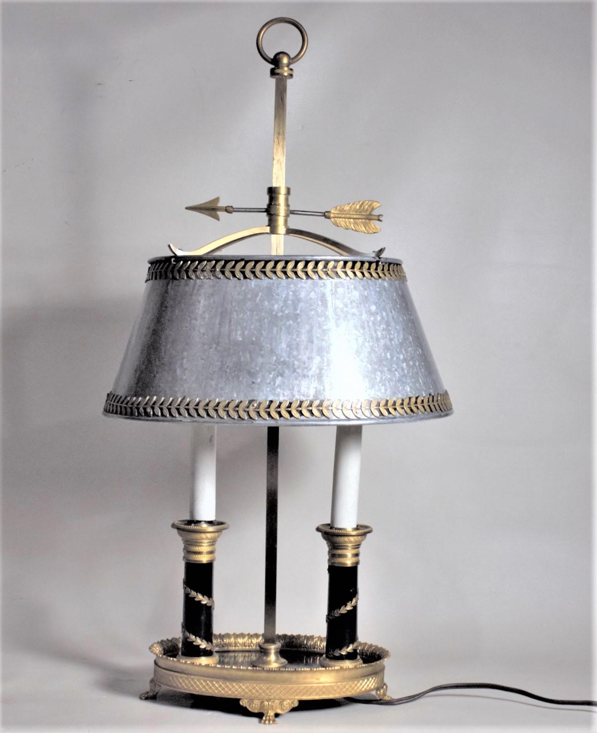 French Provincial Antique Styled French Toleware Table or Desk Lamp with Solid Brass Frame
