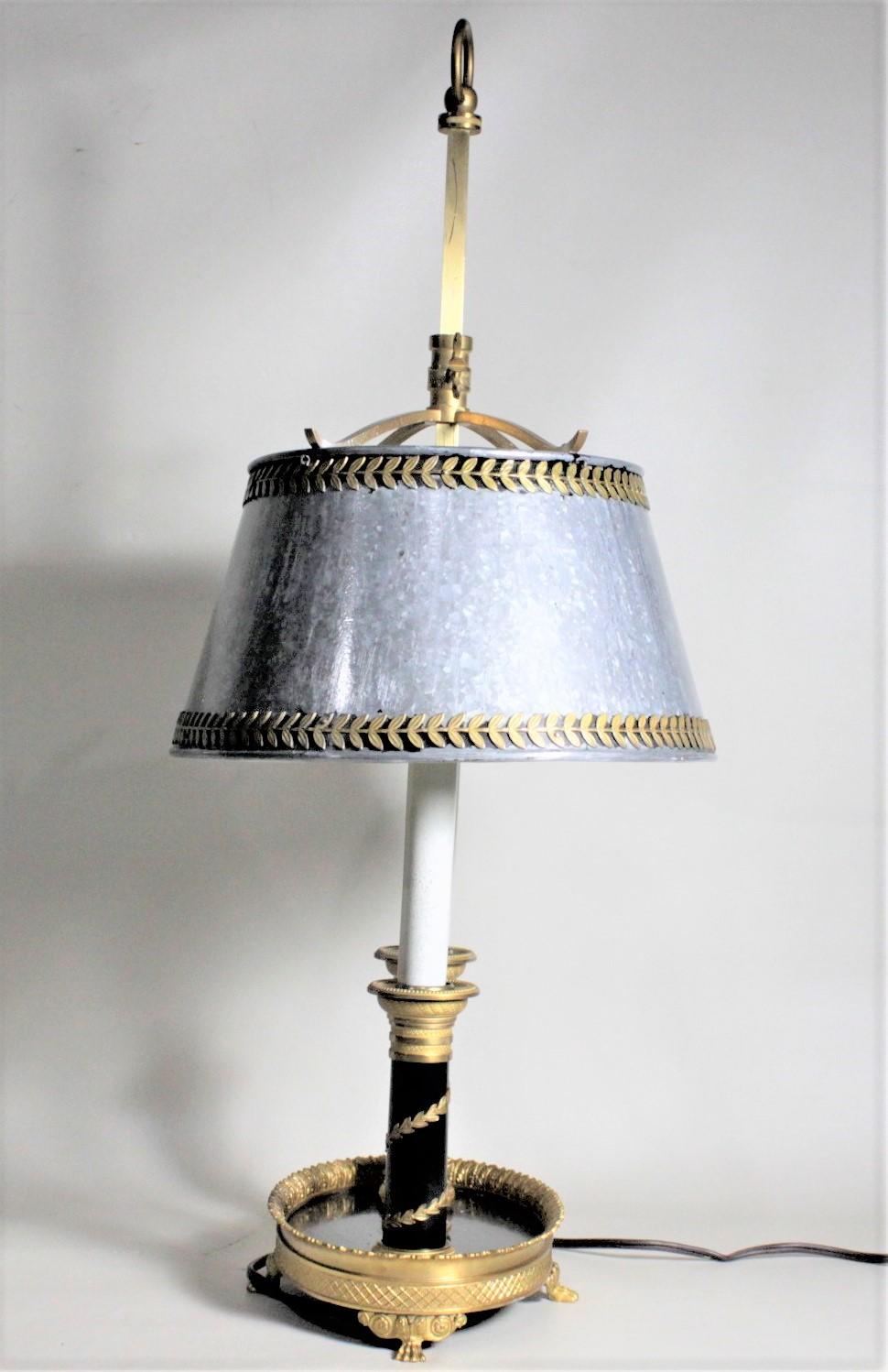 Molded Antique Styled French Toleware Table or Desk Lamp with Solid Brass Frame