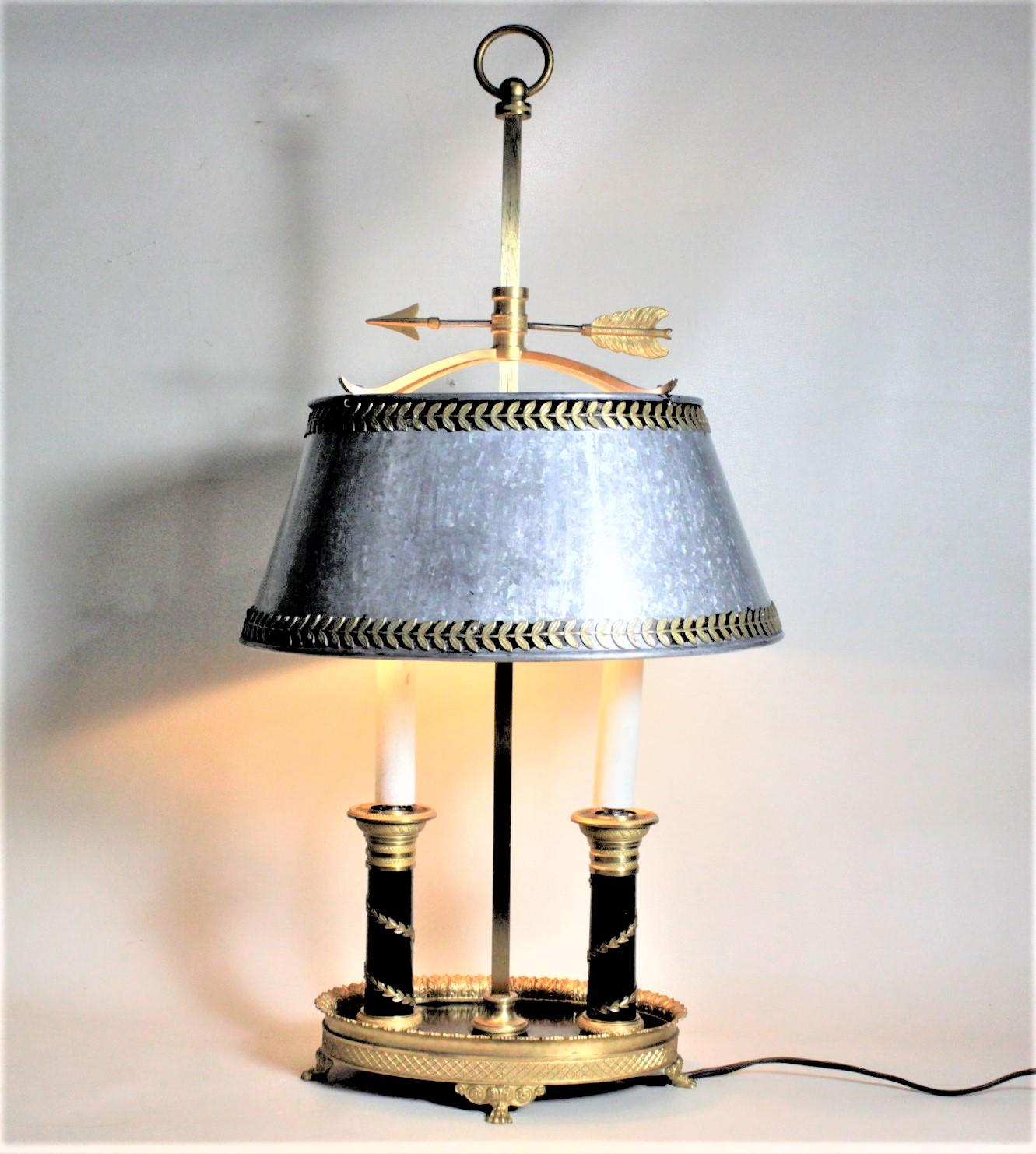 20th Century Antique Styled French Toleware Table or Desk Lamp with Solid Brass Frame