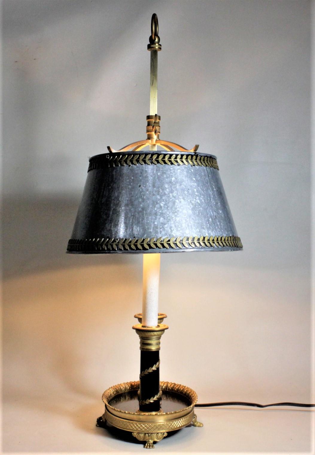 Metal Antique Styled French Toleware Table or Desk Lamp with Solid Brass Frame