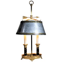 Antique Styled French Toleware Table or Desk Lamp with Solid Brass Frame