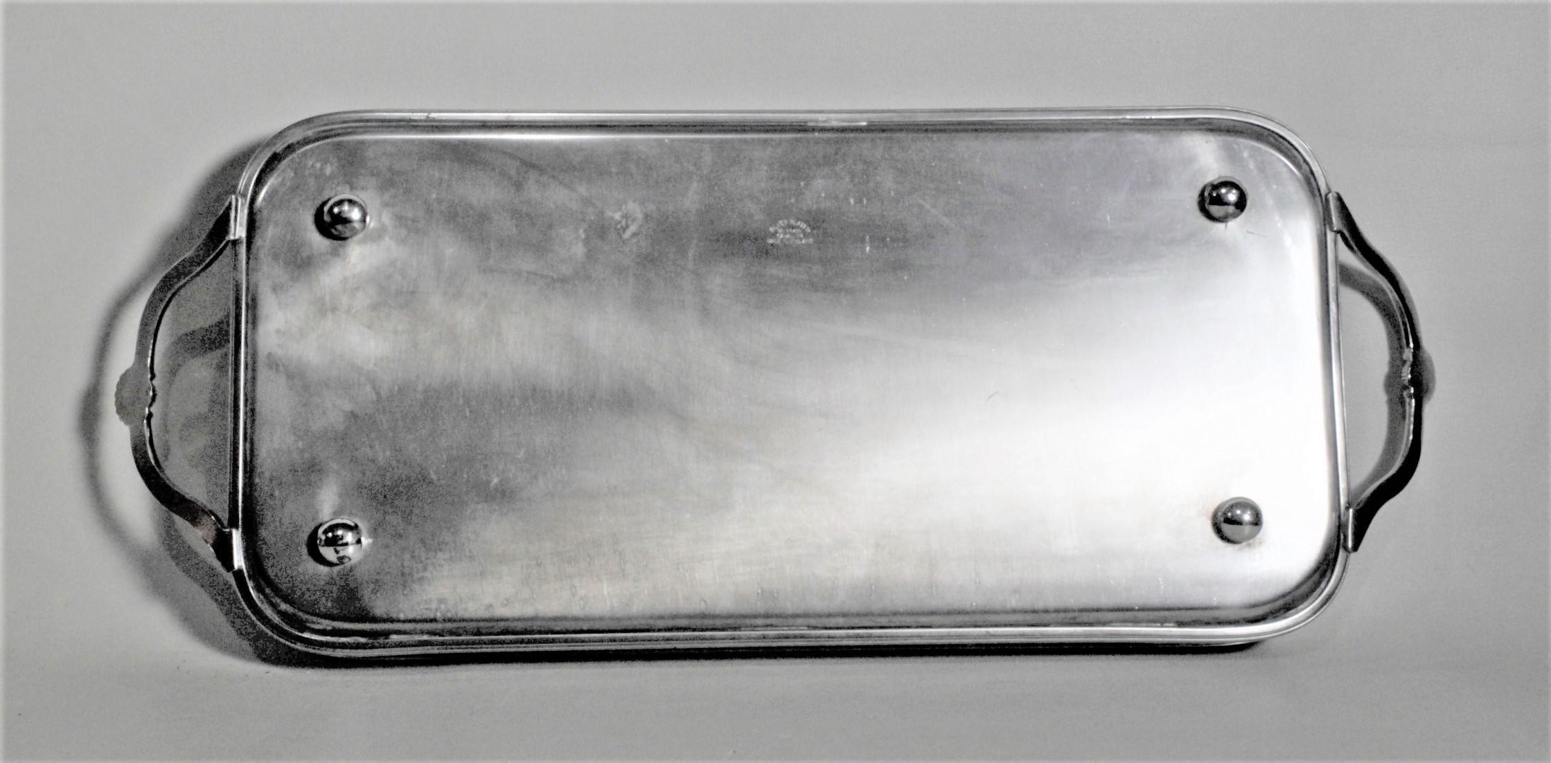 Antique Styled Rectangular Silver Plated English Gallery Serving Tray In Good Condition In Hamilton, Ontario