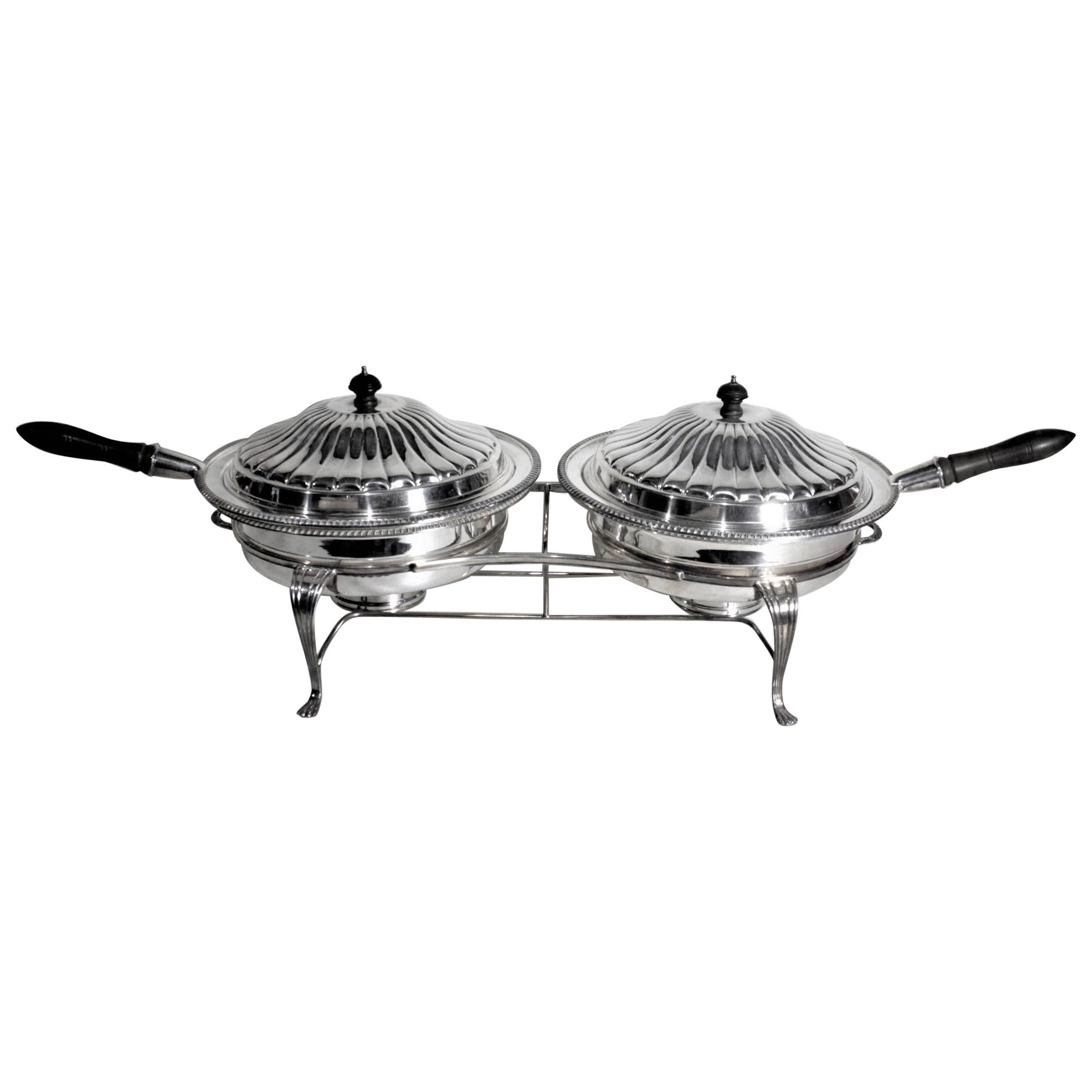 Antique Styled Silver Plated Twin Covered Entree Servers as Camrose Golf Trophy For Sale
