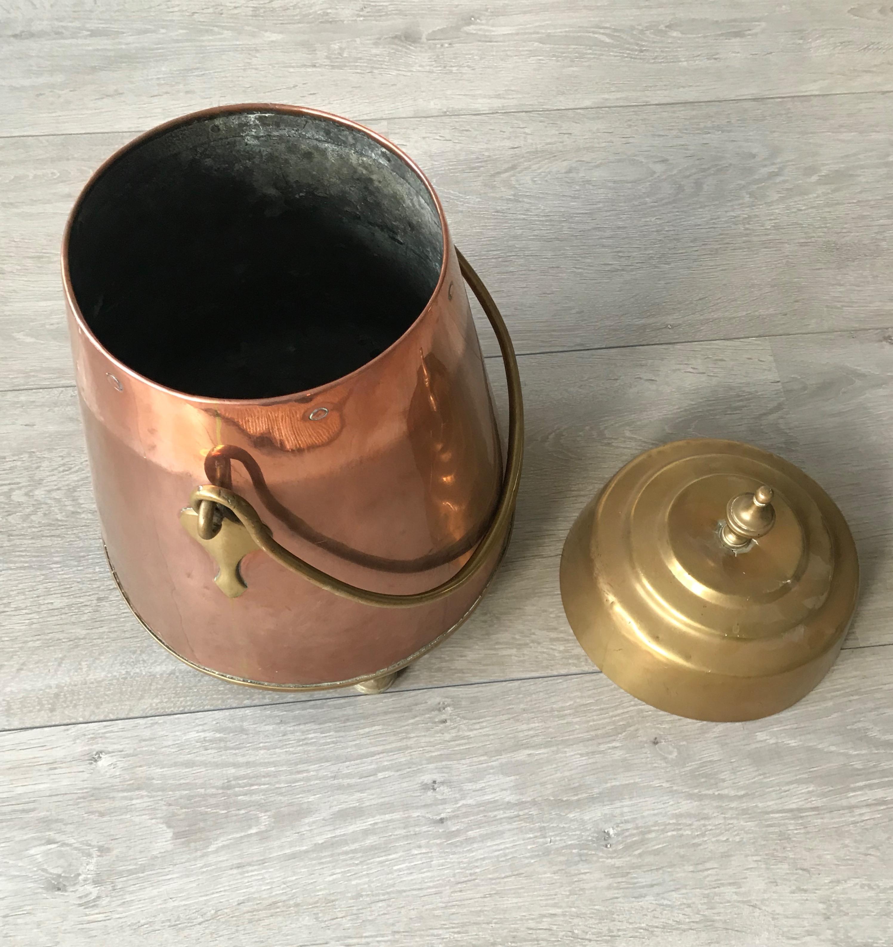 Antique Stylish Copper and Brass Coal Kettle, Fire Extinguisher Fire Place Decor 2