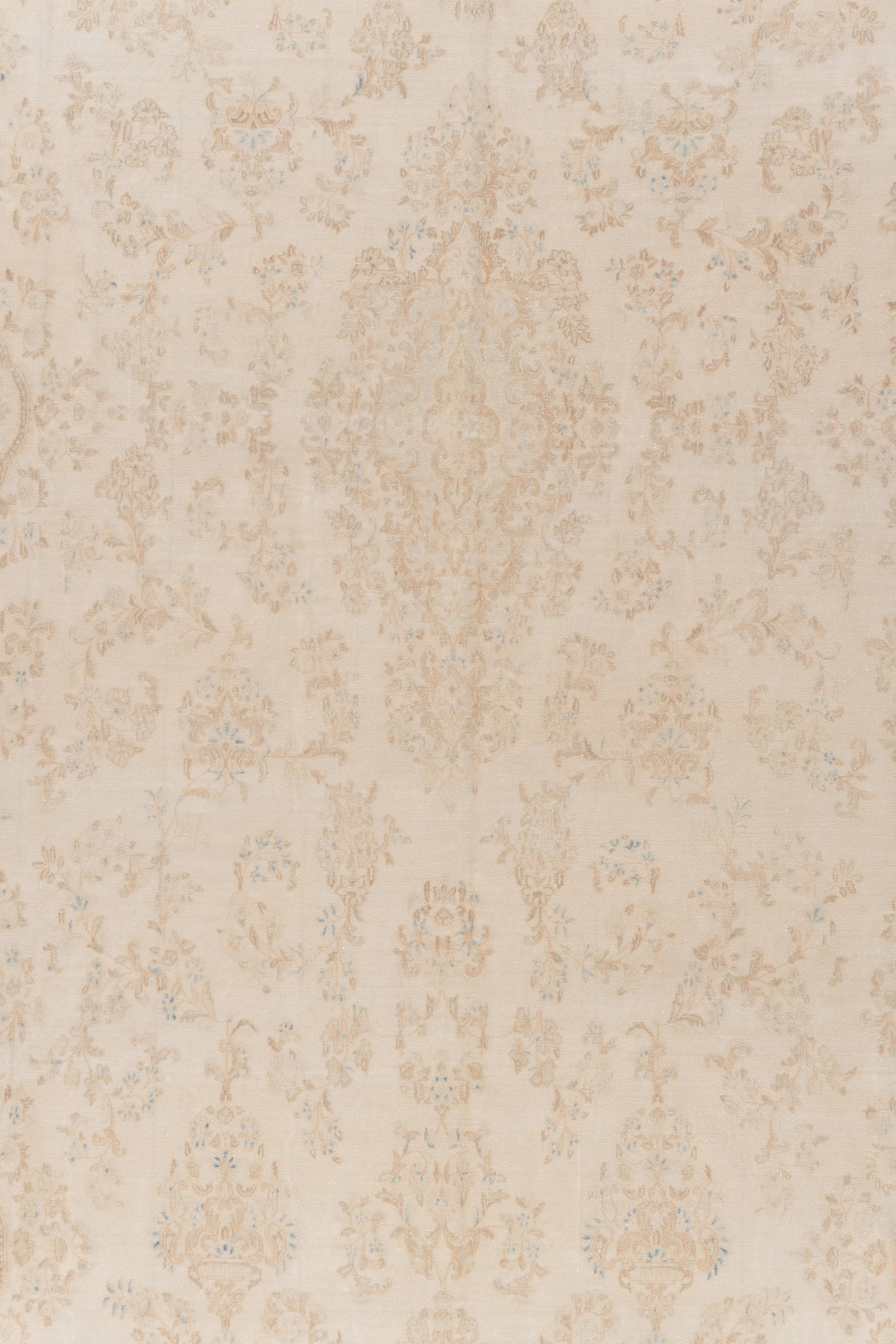 Persiano Tappeto Kirman beige antico e tenue 10'10 X 22'9 in vendita