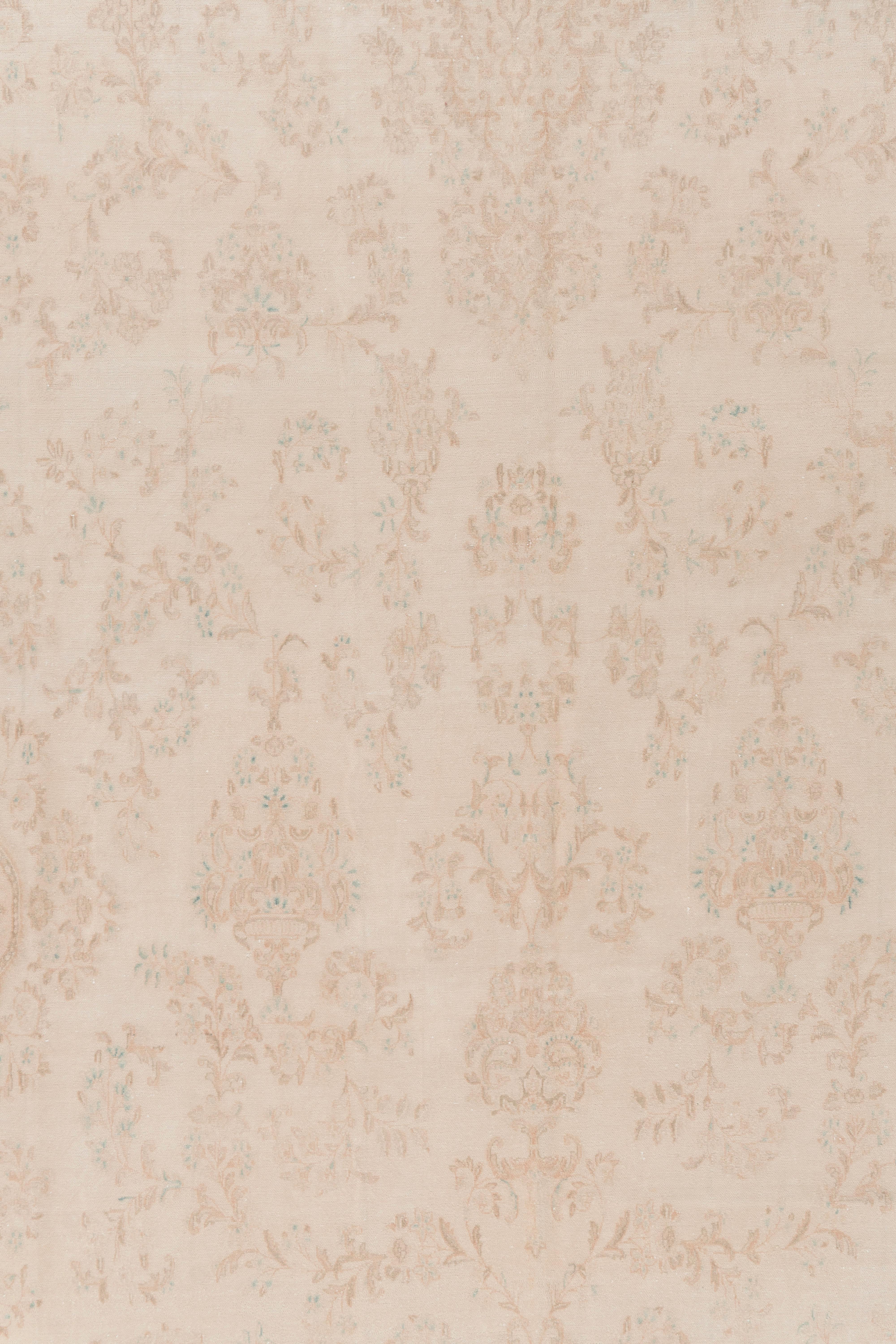 Tessuto a mano Tappeto Kirman beige antico e tenue 10'10 X 22'9 in vendita