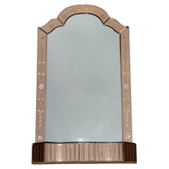 ANTIQUE SUBLIME 1920 ART DECO PEACH GLASS VENETIAN DRESSING TABLE VANITY MiRROR