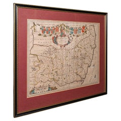 Antique Suffolk County Map, Dutch, Atlas Novus, Joan Blaeu, Cartography, C.1645