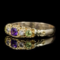 Antique Suffragette Amethyst Diamond Peridot Ring Victorian, circa 1900