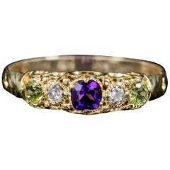 Antique Suffragette Amethyst Diamond Peridot Ring Victorian, circa 1900