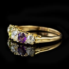 Antique Suffragette Amethyst Peridot Diamond Ring 18 Carat Gold, circa 1905