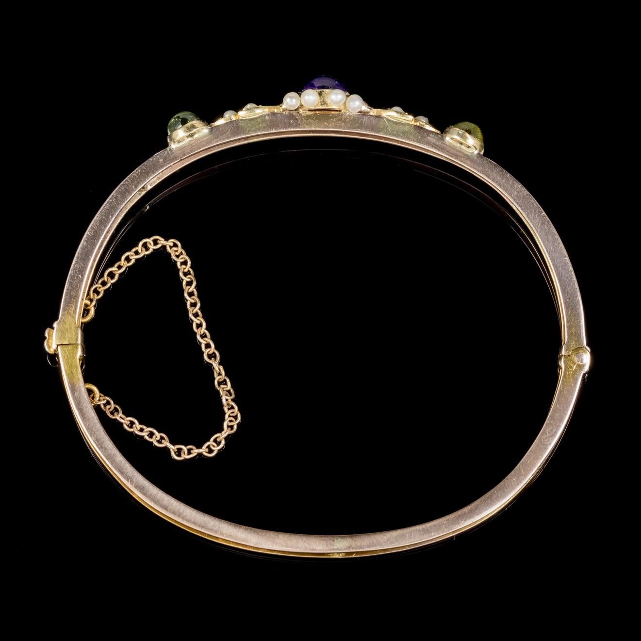 Women's Antique Suffragette Bangle 9 Carat Gold Victorian, circa 1900