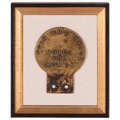 Antique Suffragette Car Badge "Join the Drive, Votes for Women", circa 1905-1914