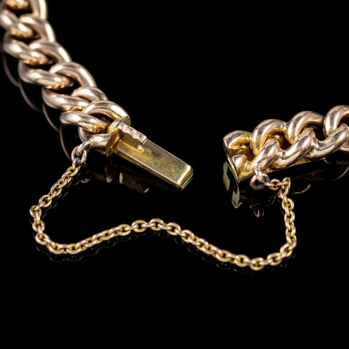 Antique Suffragette Chain Link Bracelet 15 Carat Gold Victorian, circa 1900 1