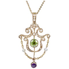 Antique Suffragette Pendant Necklace Edwardian, circa 1910
