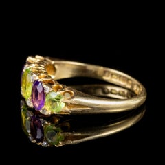 Antique Suffragette Peridot Amethyst Ring Edwardian Dated 1905