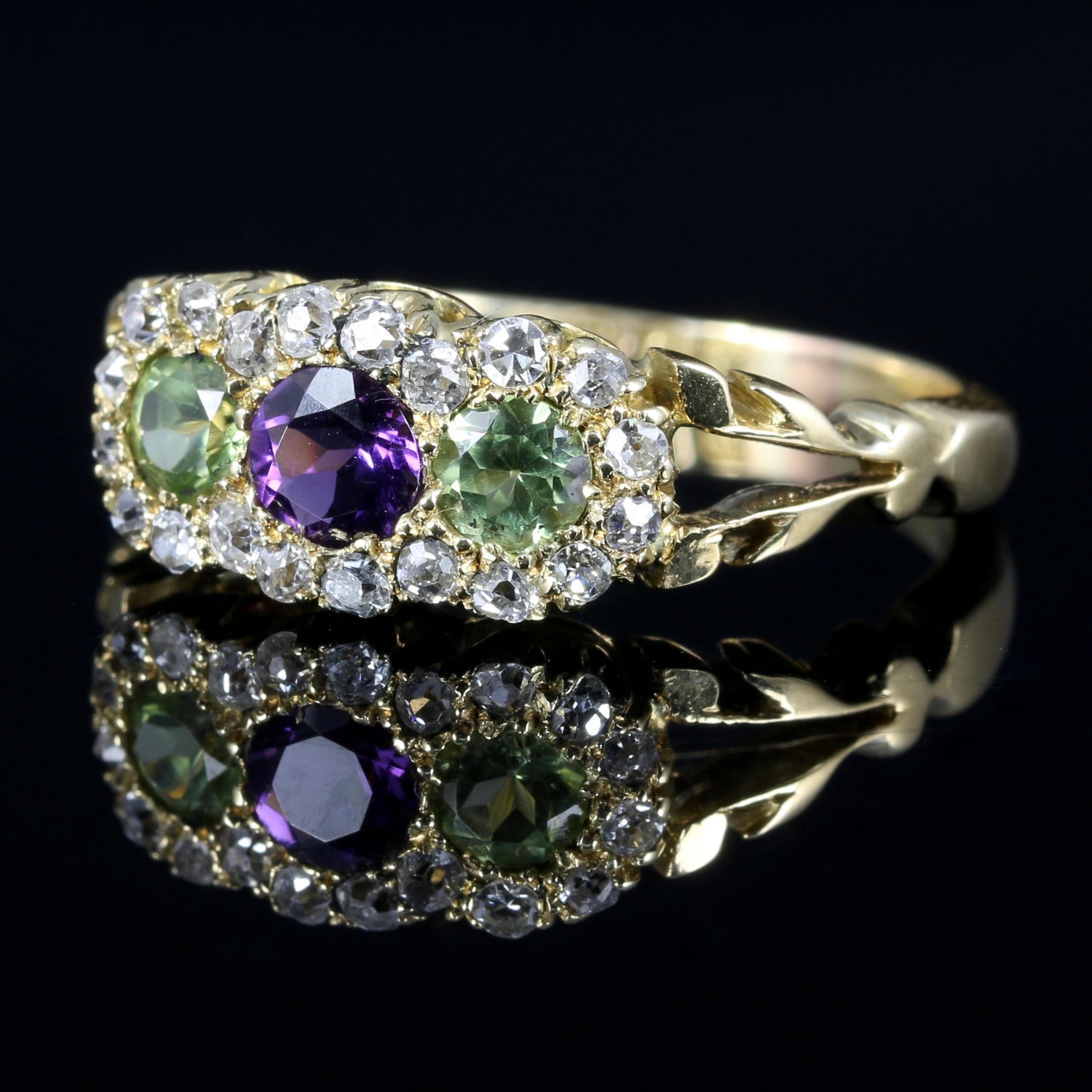 For more details please click continue reading down below...

This spectacular antique Victorian ring was made representing the Suffragette movement, Circa 1900.

Suffragettes liked to be depicted as feminine, their jewellery popularly consisted of