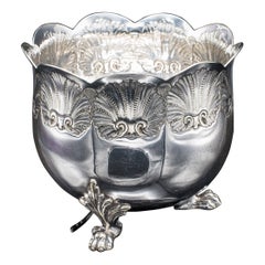 Antique Sugar Bowl, English, Silver Plate, Table Dish, Montieth Style, Victorian