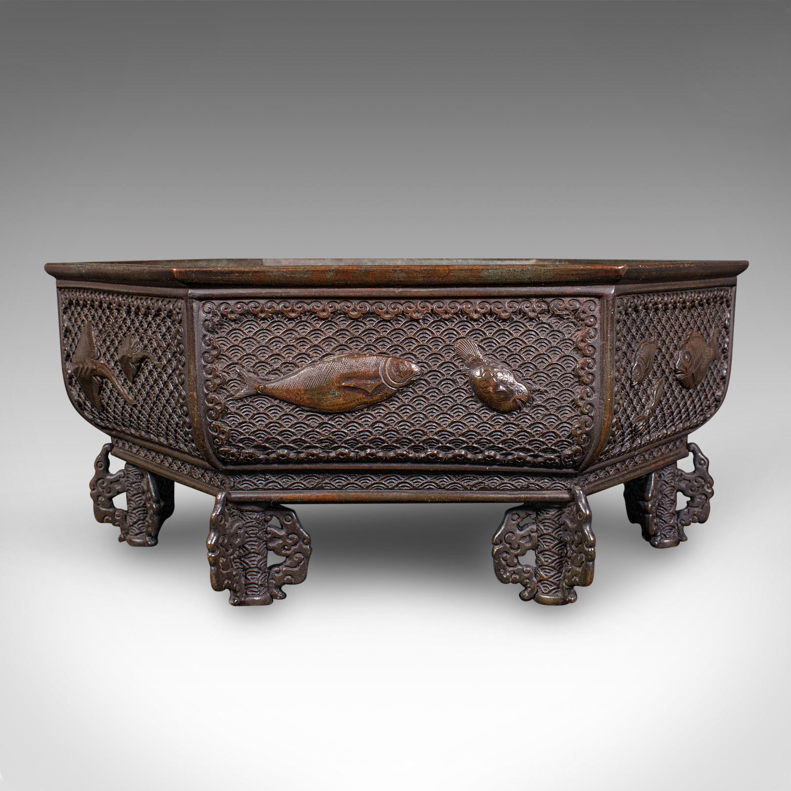 Antique Suiban Planter, Japanese Bronze Bonsai Jardiniere, Edo Period, Victorian in vendita 1