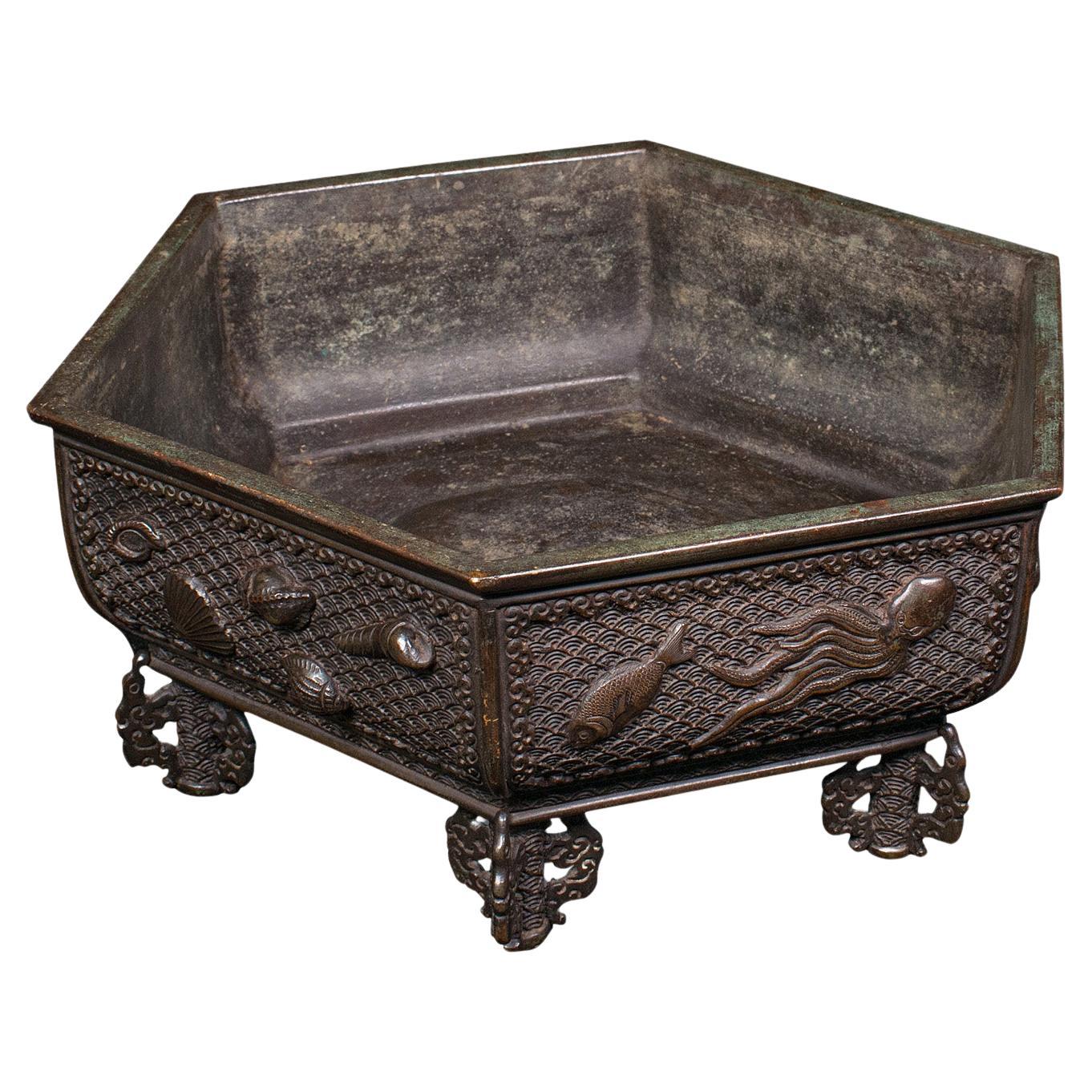Antique Suiban Planter, Japanese Bronze Bonsai Jardiniere, Edo Period, Victorian