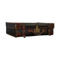 Antique Valise:: Anglaise:: Cuir:: Vendeur:: Banquier:: Valise de voyage:: Edouardien