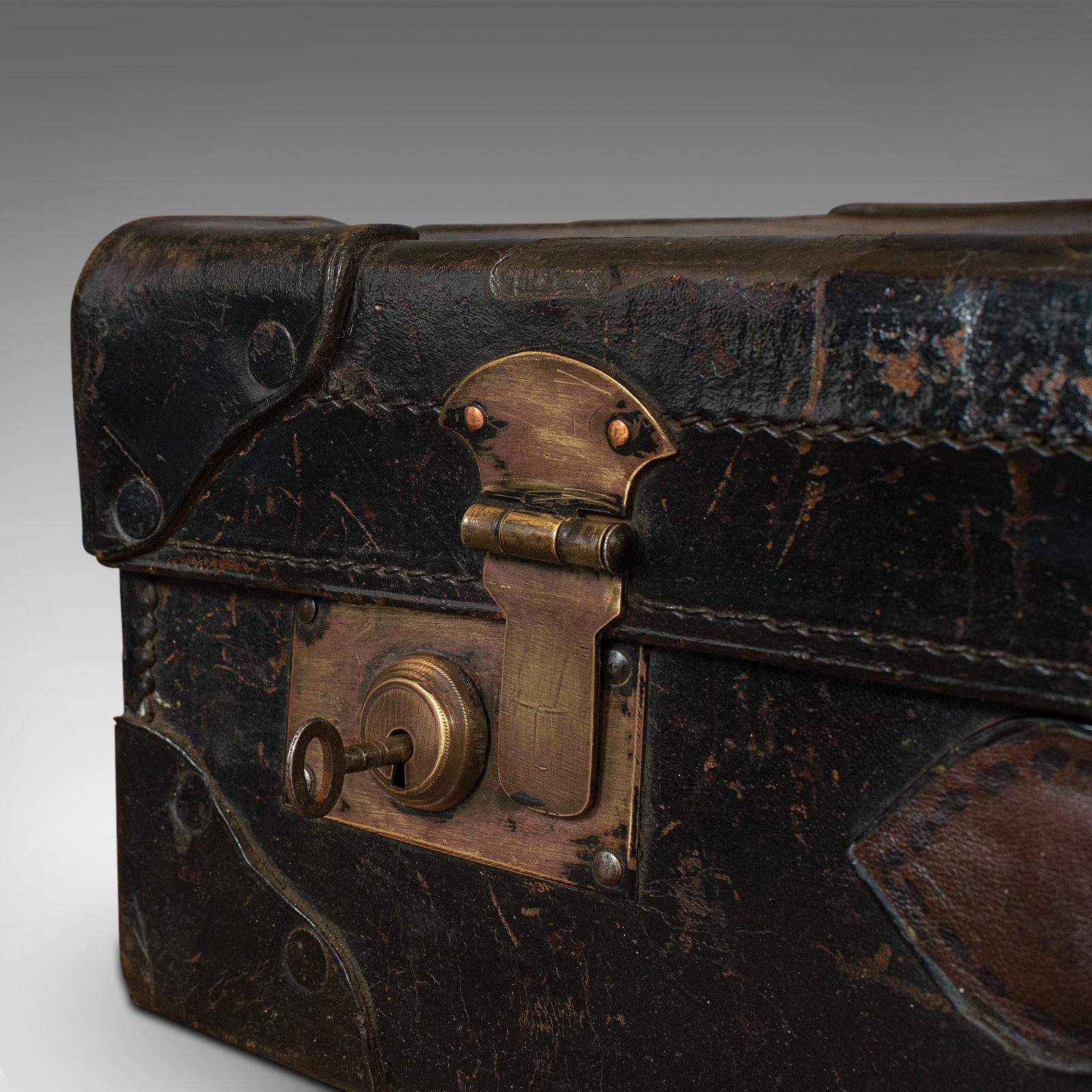 Antique Suitcase, English, Leather, Travel, Salesman, Officer, Case, Edwardian 6