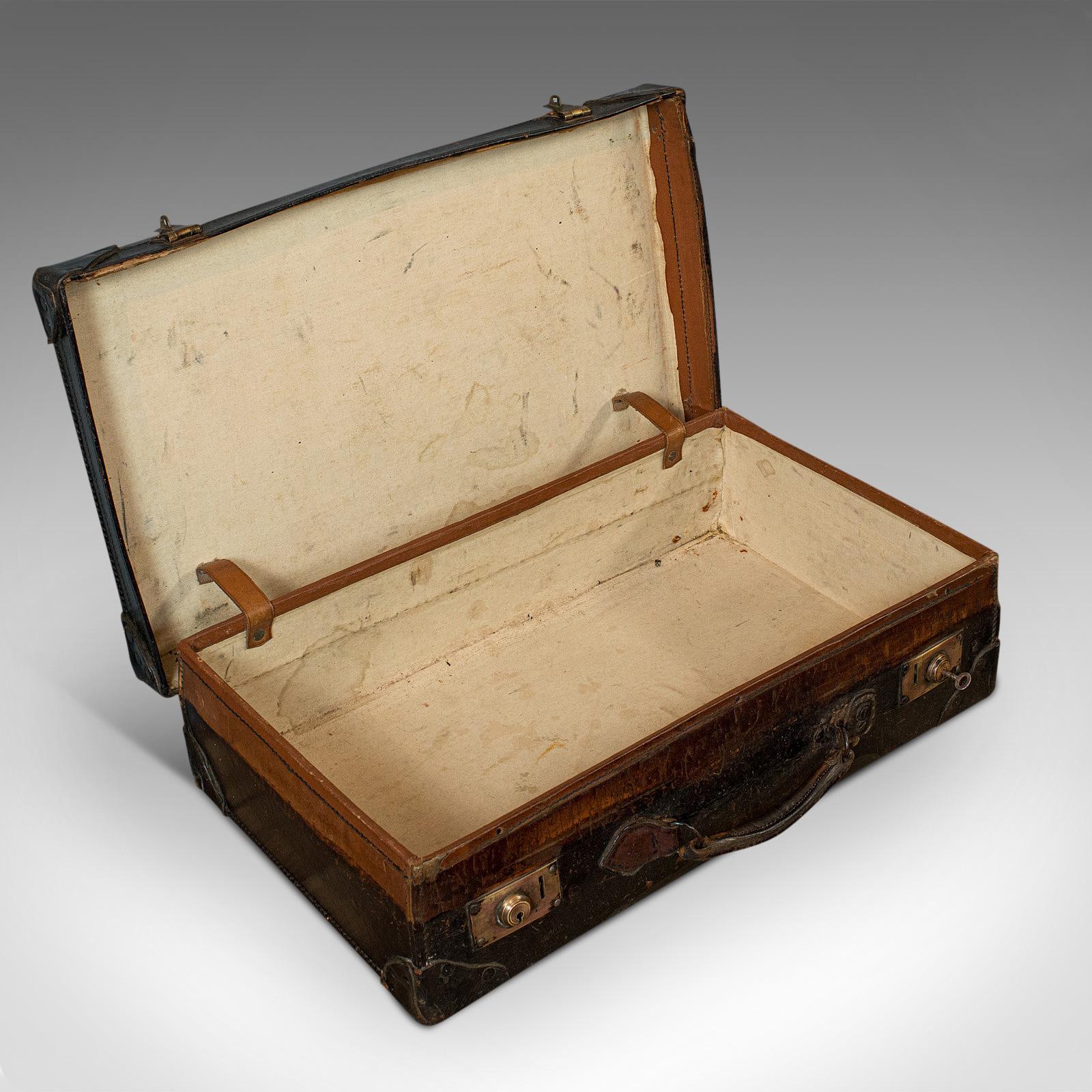 Antique Suitcase, English, Leather, Travel, Salesman, Officer, Case, Edwardian 5