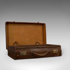 Antique Suitcase, Leather, Gentleman's Overnight Case, Travel Bag, Edwardian