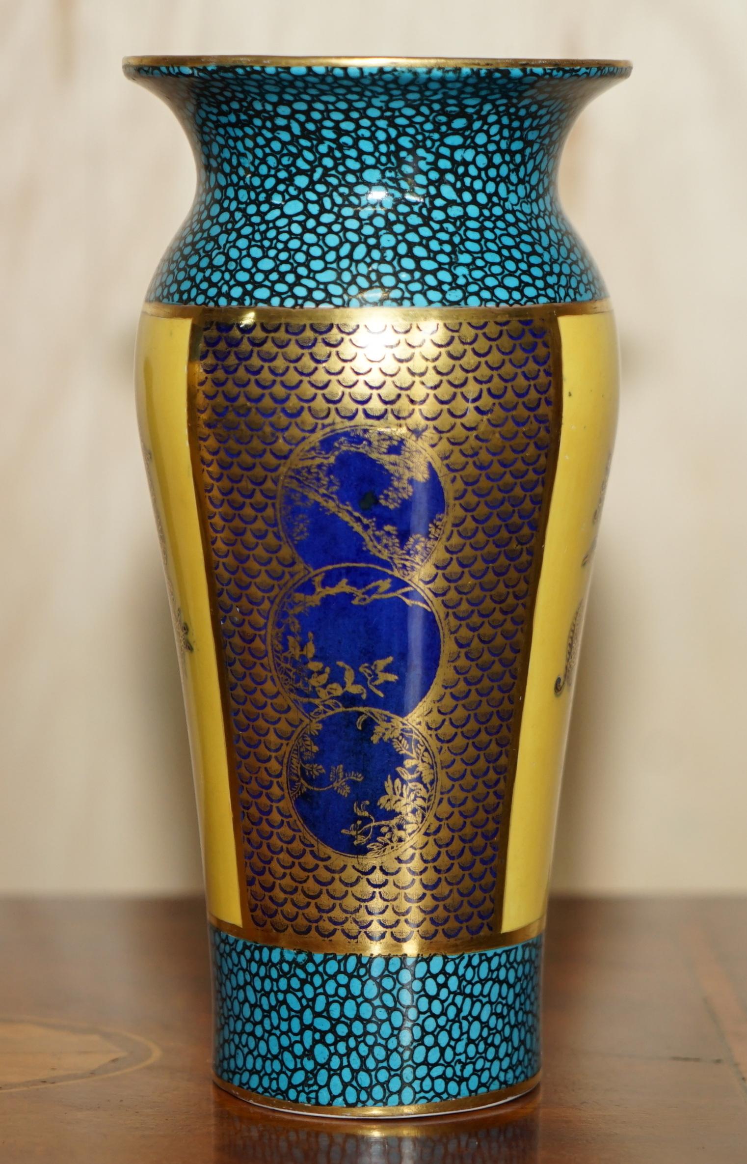Antique Suite of Mason's Ironstone China Cobalt Blue & Gold Gilt Vases & Bowl 4