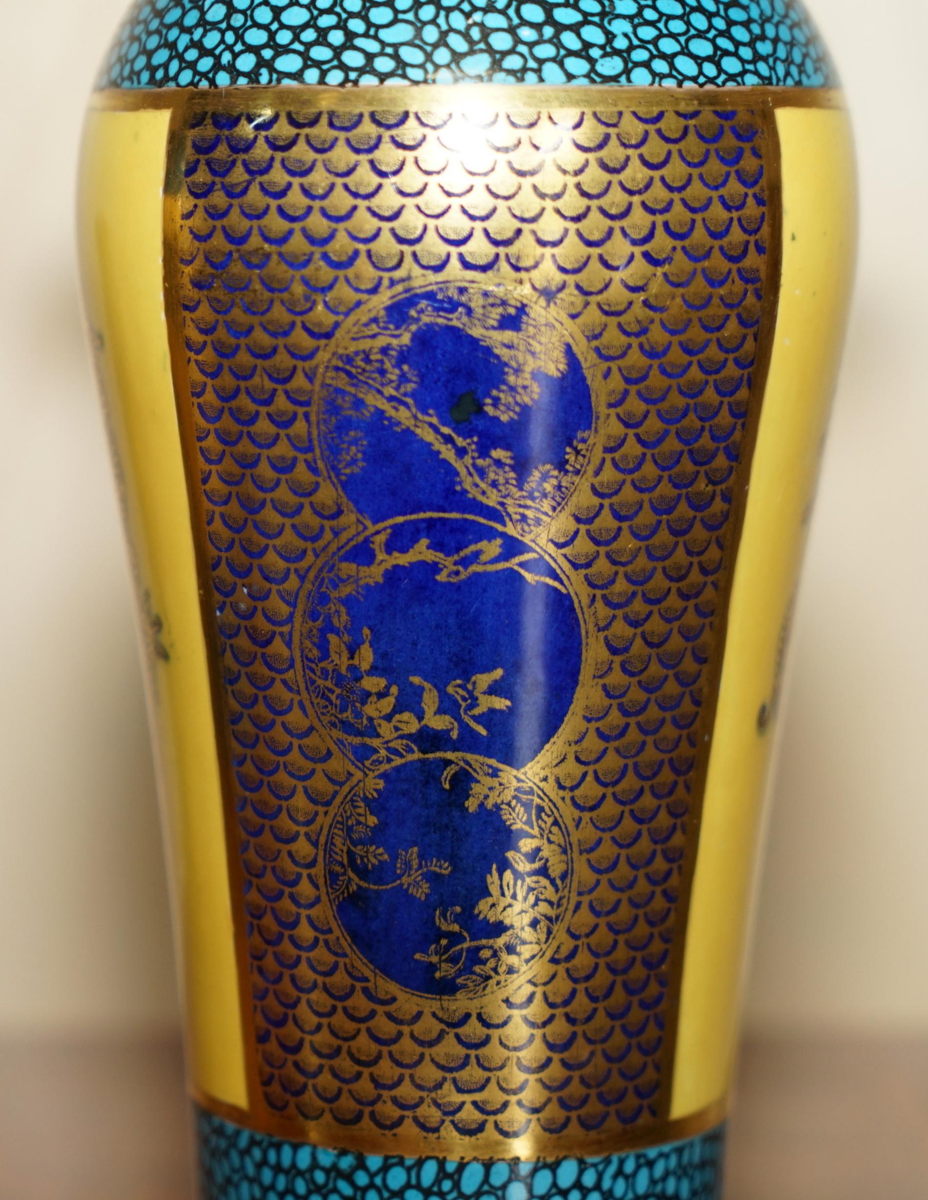 Antique Suite of Mason's Ironstone China Cobalt Blue & Gold Gilt Vases & Bowl 5