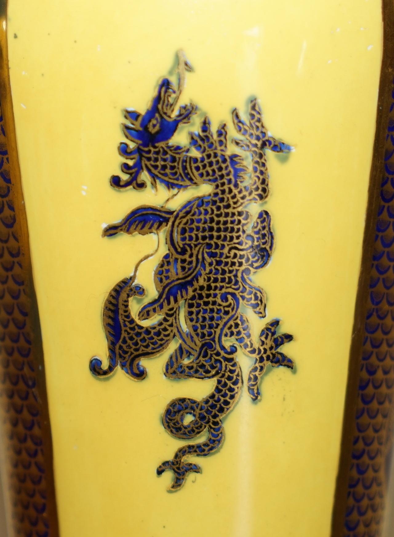 Antique Suite of Mason's Ironstone China Cobalt Blue & Gold Gilt Vases & Bowl 7