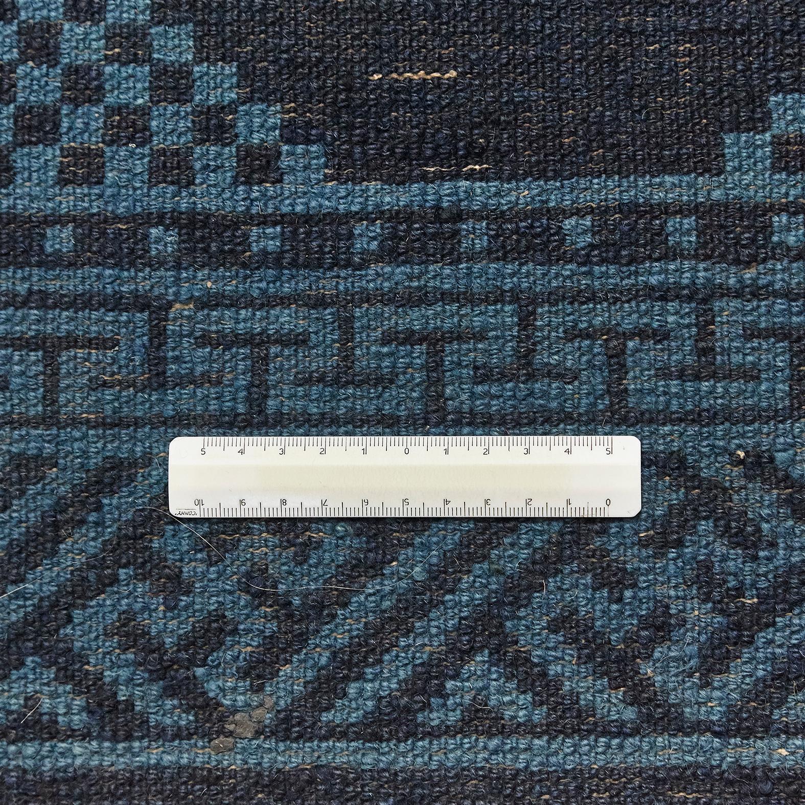 Antique Suiyuan Chinese Blue Chinese Export, Hand Knotted Wool, circa 1940 16