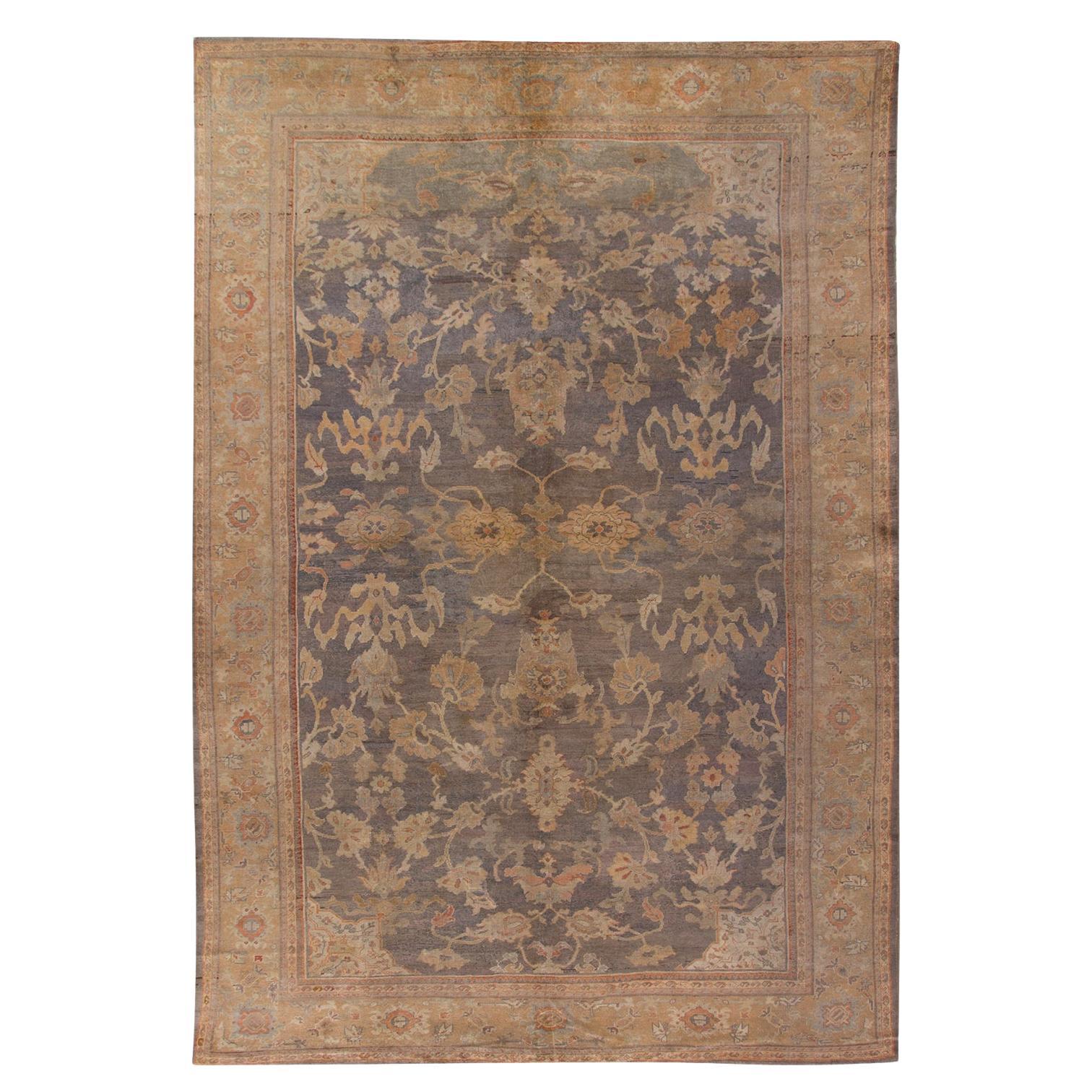 Antique Sultanabad Blue Rug Carpet, 11' x 16'3 For Sale