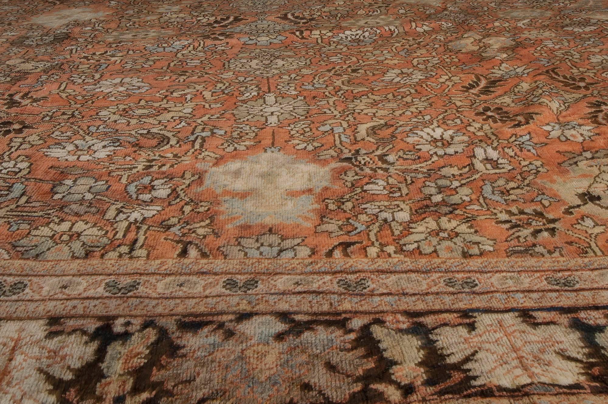 Hand-Woven Antique Sultanabad Brown Handmade Wool Rug For Sale