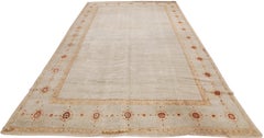 Antique Sultanabad Carpet, Handmade Oriental Rug, Pale Light Blue, Open Field